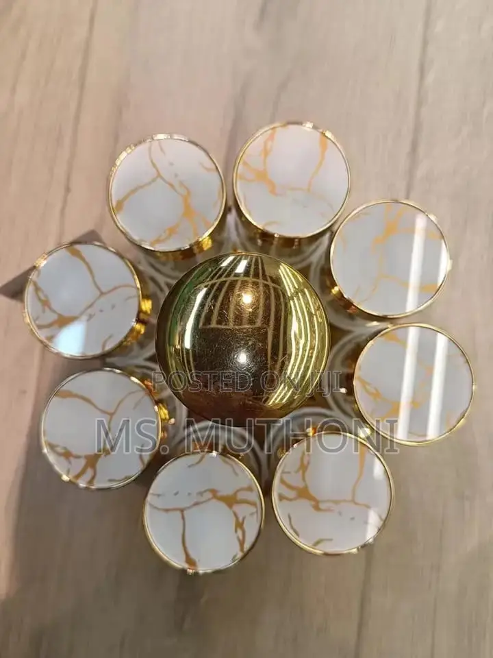 *9pcs Marble Rotating Glass Cruet Condiment Spice Jars