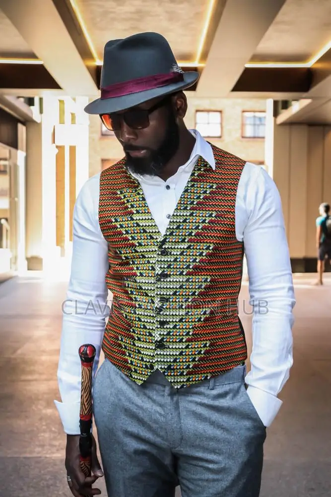 African Kitenge Waist Coats for Men