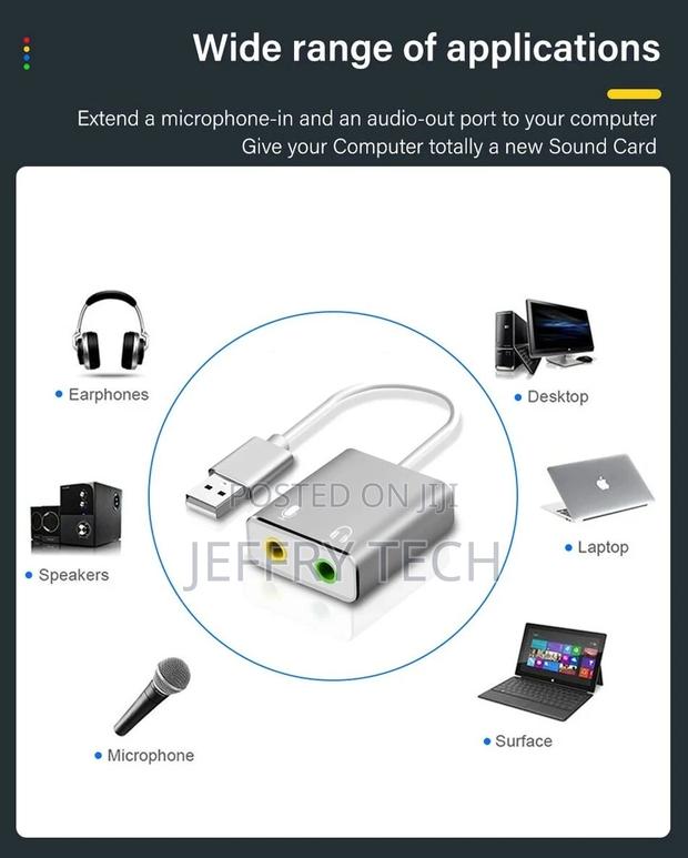 7.1 External USB Type C Sound Card Jack 3.5mm USB Audio - thumbnail 4