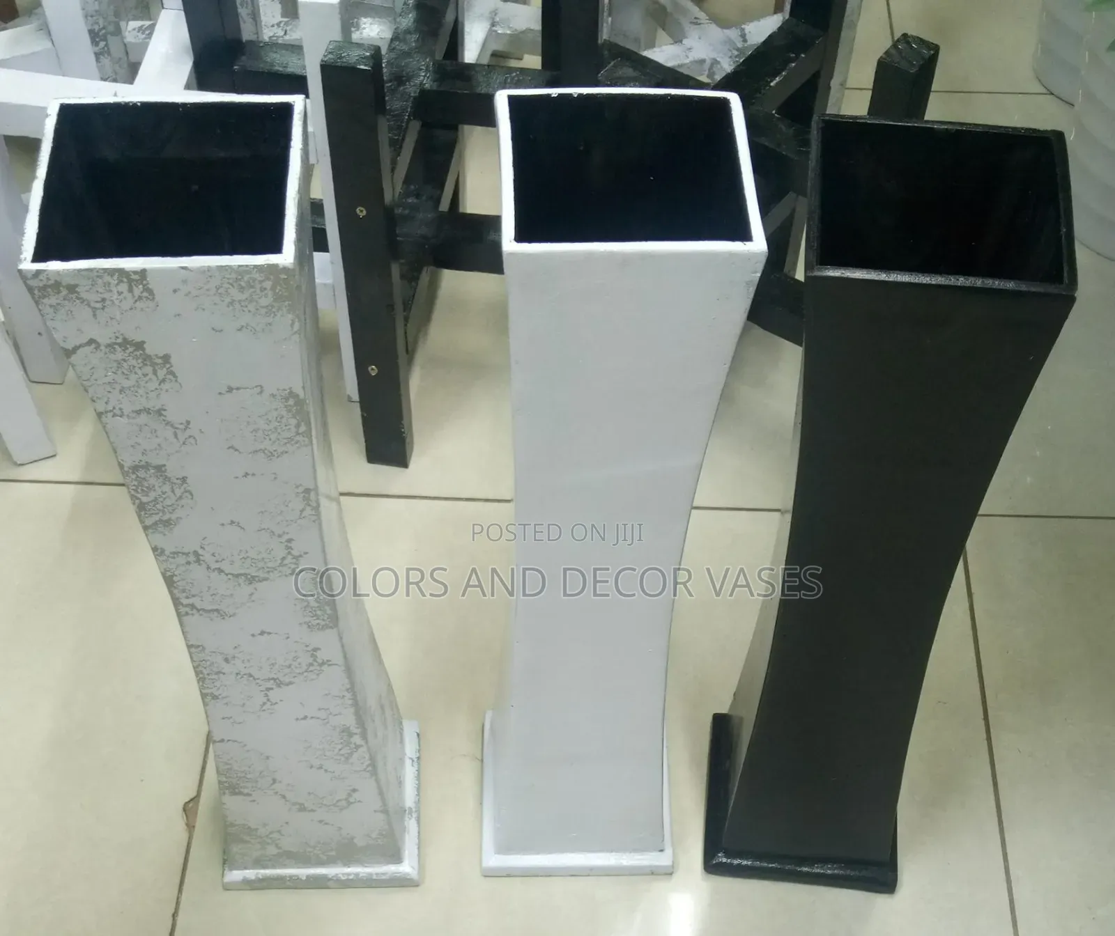 Wooden Vases White and Black