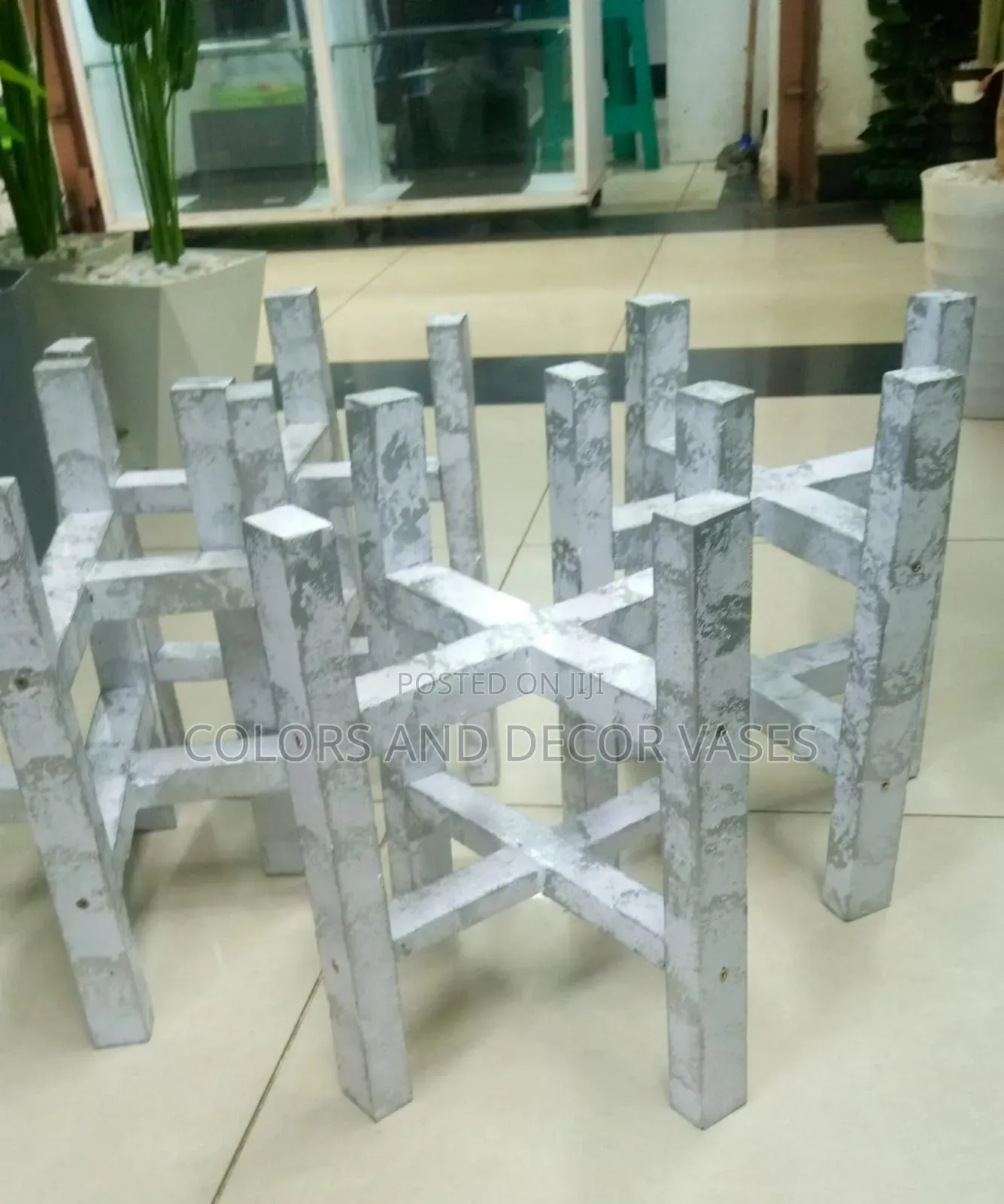 Flowered White Stands for Planters