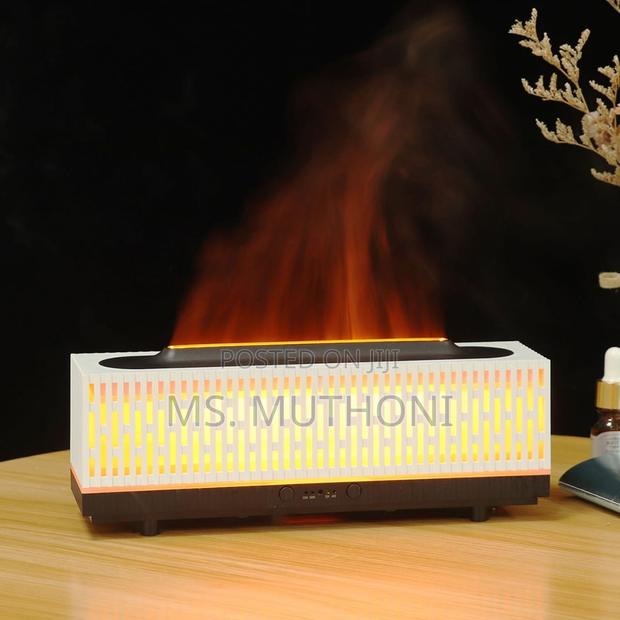 White Stripped 3D Flame Humidifier / Diffuser* - main view