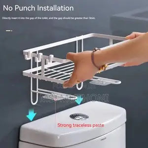 Wall Mounted , Self Adhesive Bathroom / Toilet Storage Rack