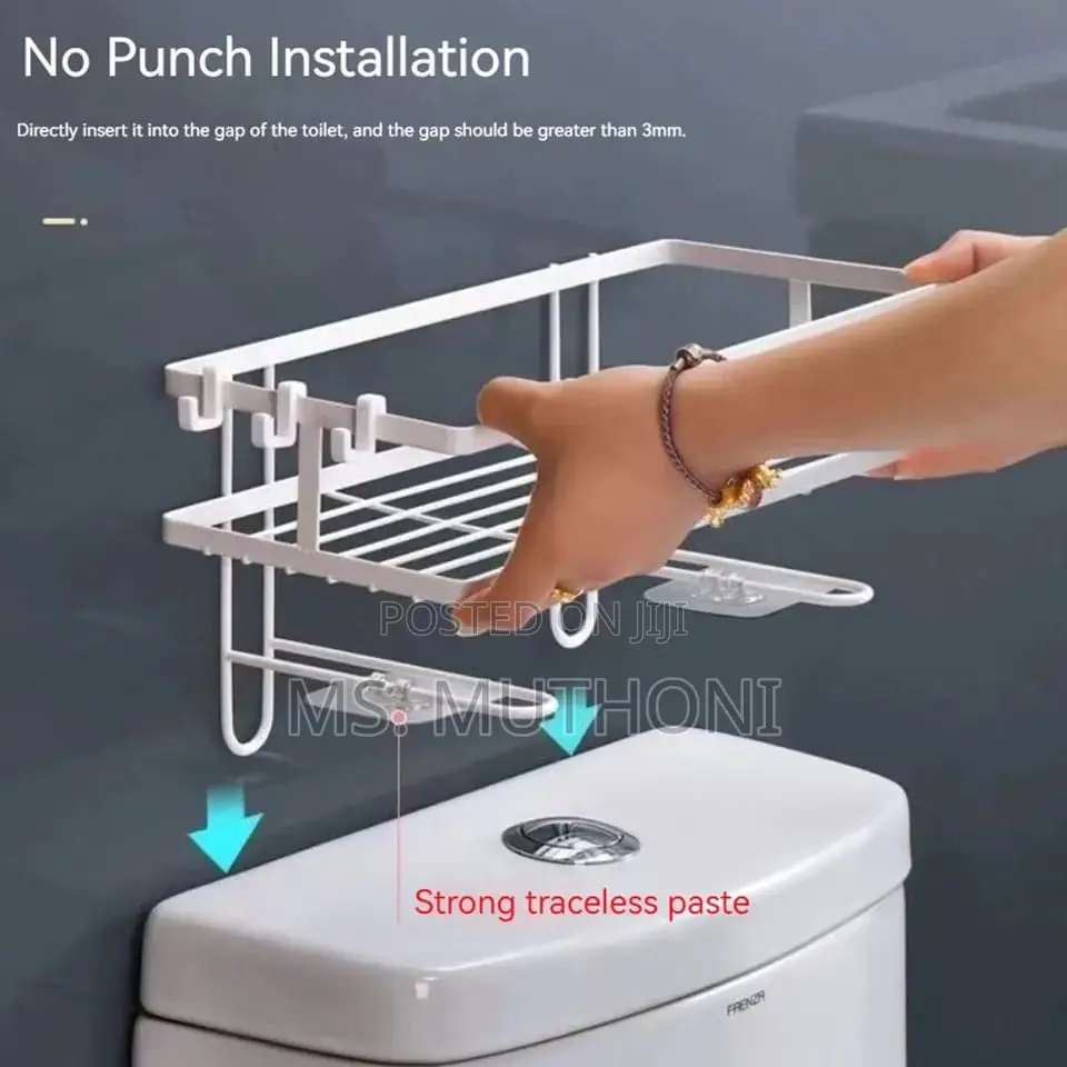 Wall Mounted , Self Adhesive Bathroom / Toilet Storage Rack