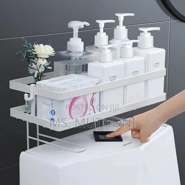Wall Mounted , Self Adhesive Bathroom / Toilet Storage Rack - thumbnail 2