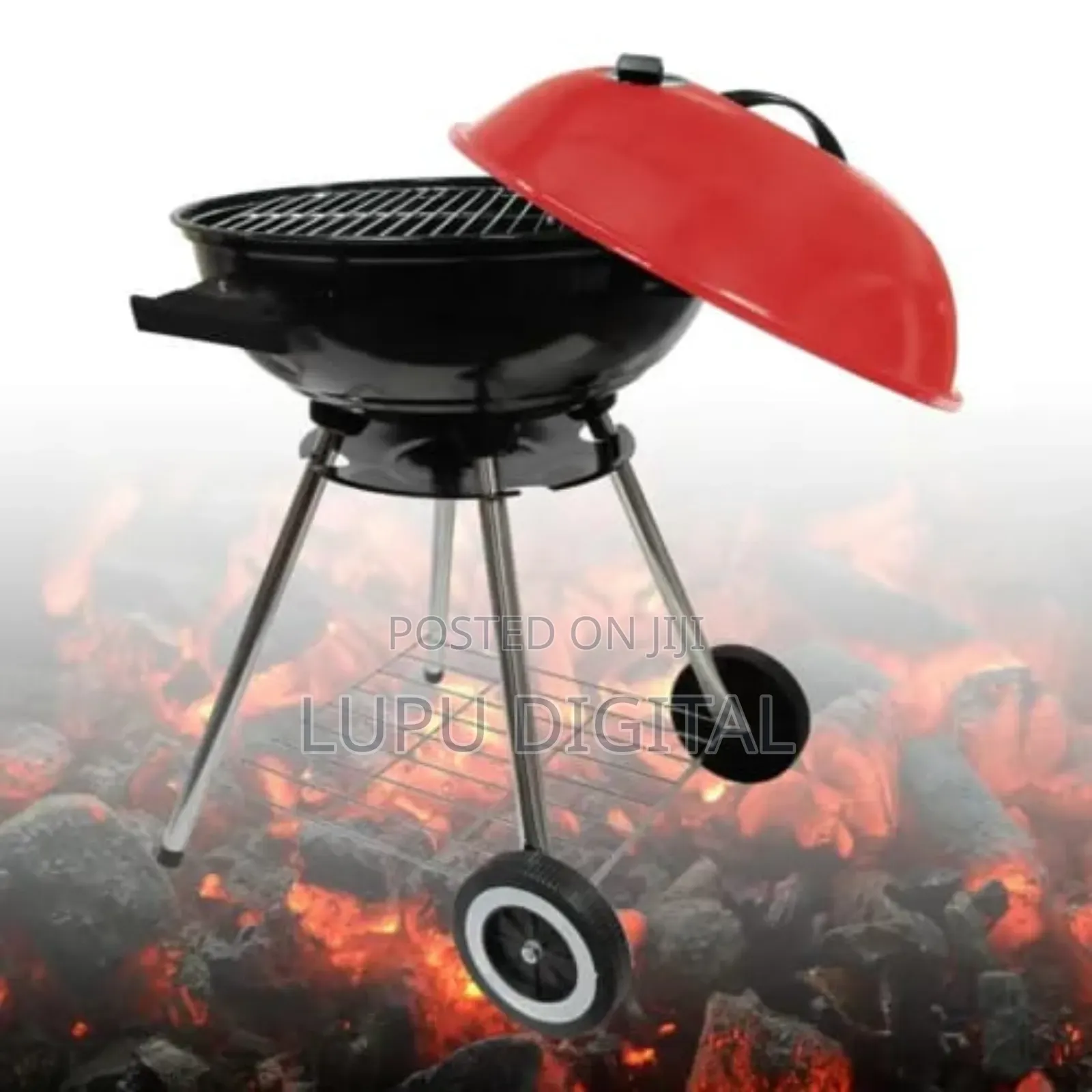 Round Charcoal Barbecue With Portable Trolley