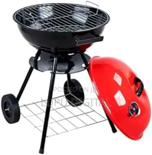 Round Charcoal Barbecue With Portable Trolley