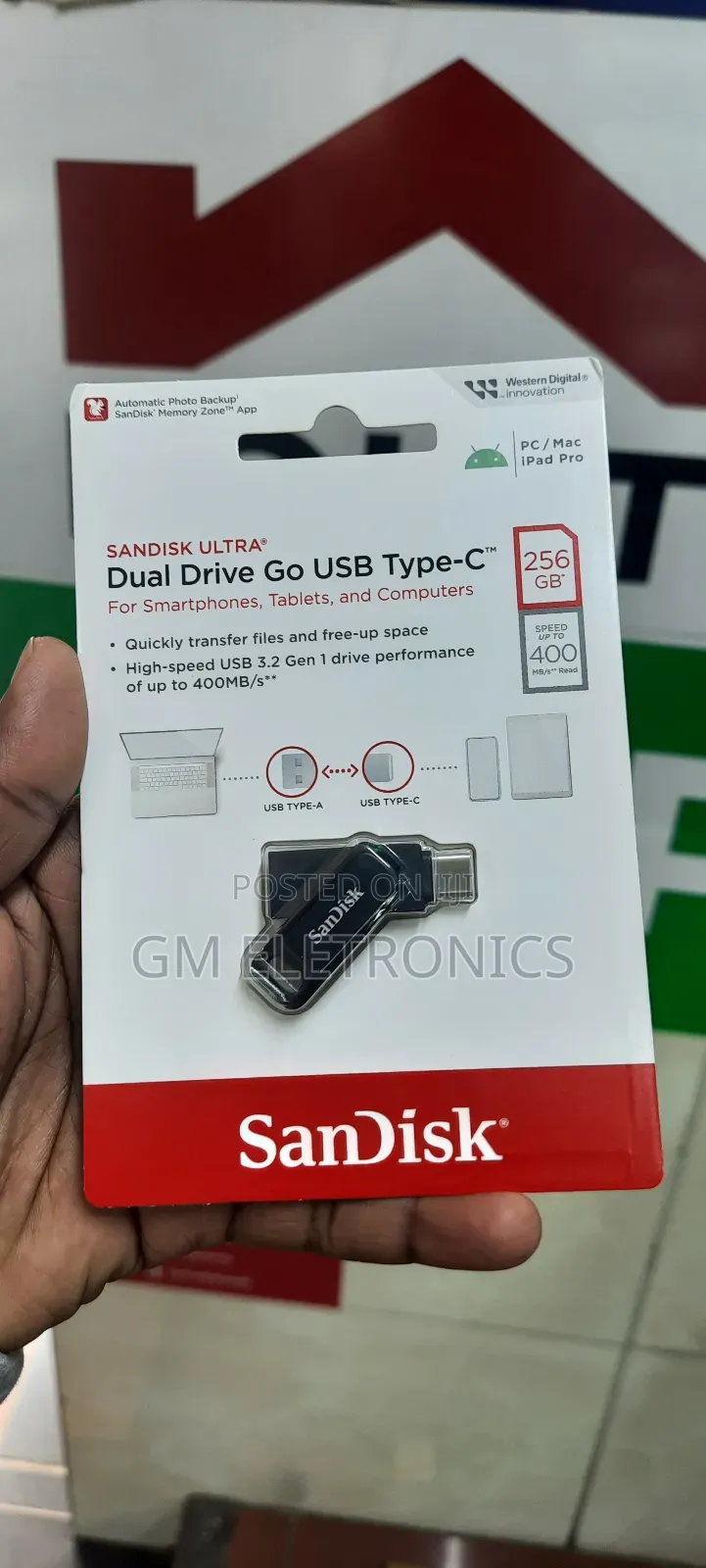 256gb Sandisk Ultra Dual Drive USB Type-C With 400mb/S.