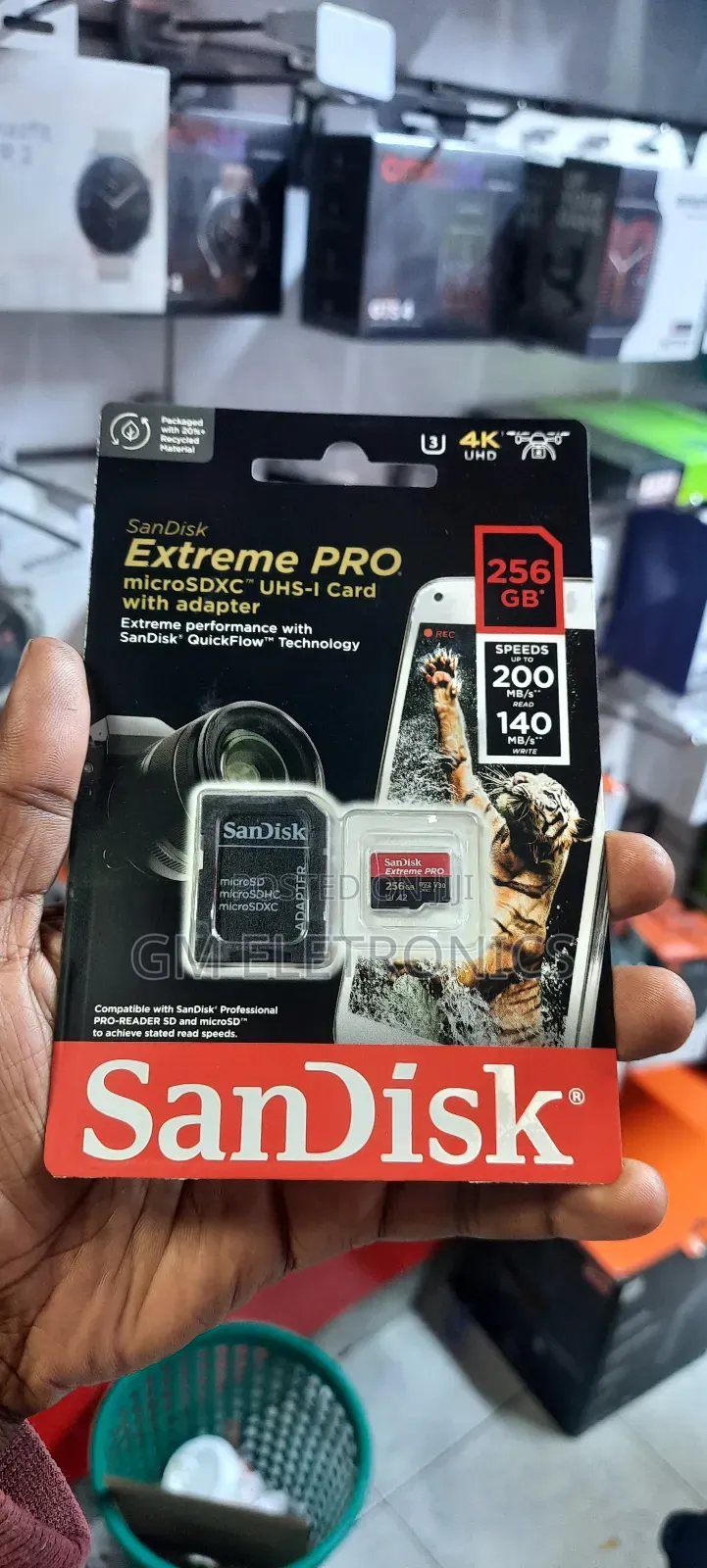 256gb Sandisk Extreme Pro Sd Card + Adapter With 200mb/S