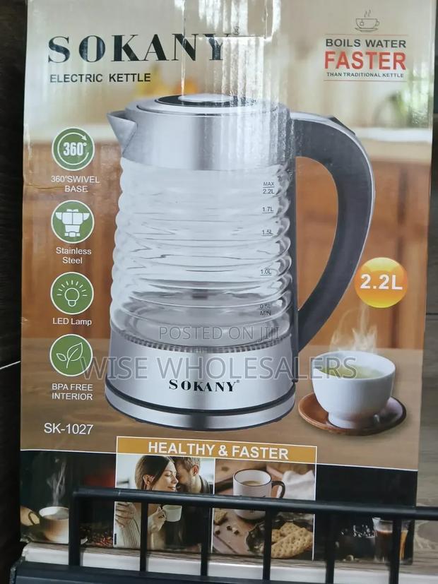 Sokany High Quality 2.2 L Glass Body Water Heating Kettle