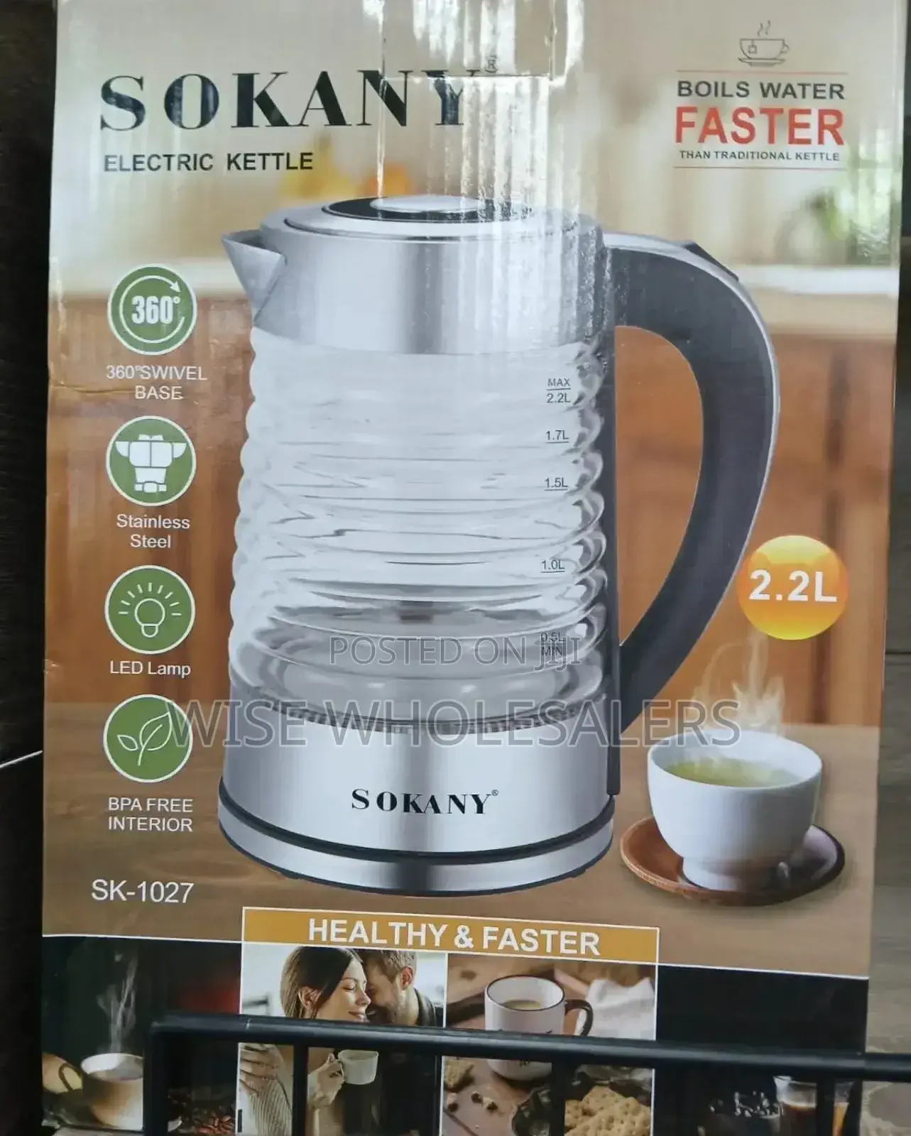 * Sokany High Quality 2.2 L Glass Body Water Heating Kettle