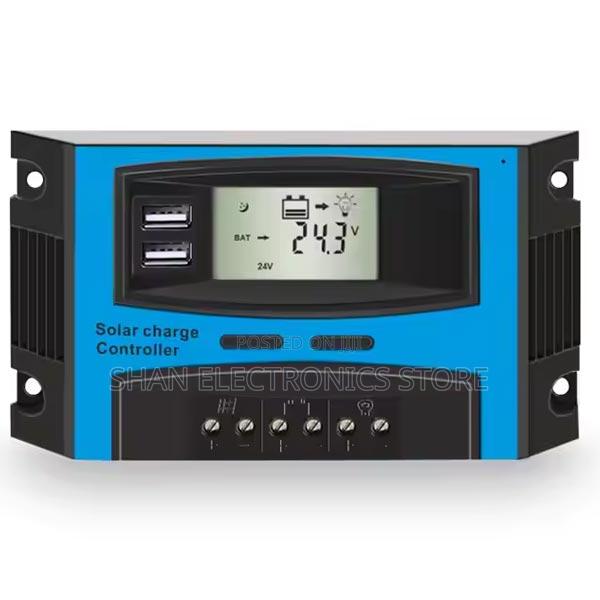 30A Intelligent 12v/24v Solar Panel Controller, Dual USB <>