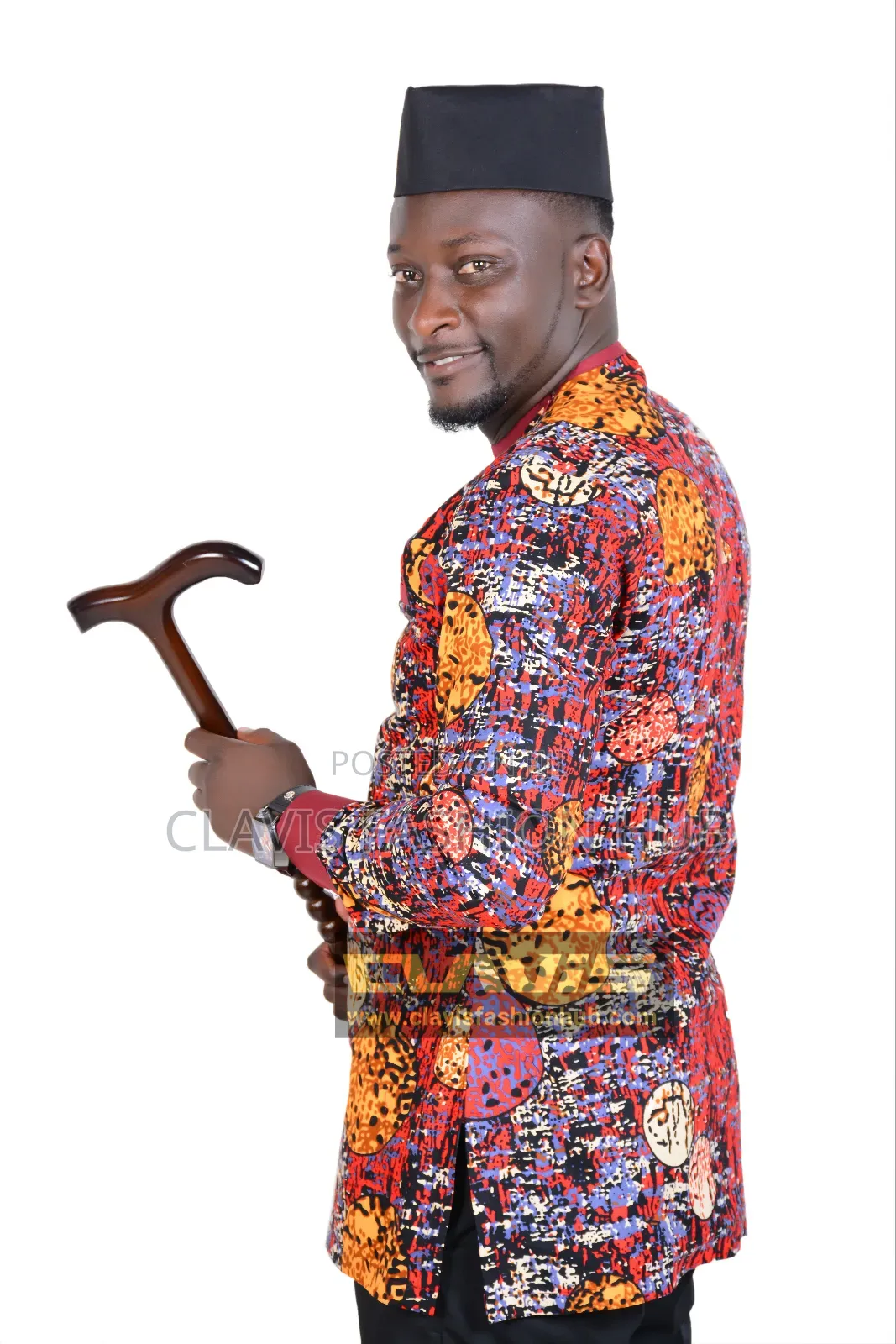 Maroon Kitenge Long Sleeved Shirt