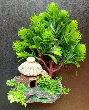Artificial Rock Work With Hut and Tree Aquarium Accessories
