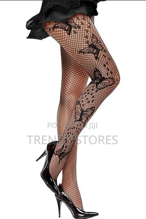Butterfly Print Fishnet Stockings - thumbnail 2