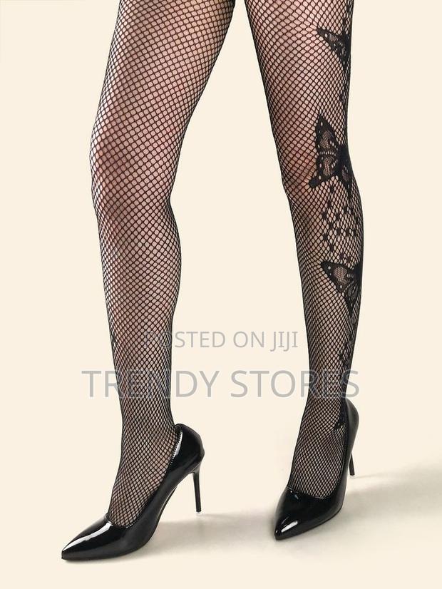 Butterfly Print Fishnet Stockings - thumbnail 3