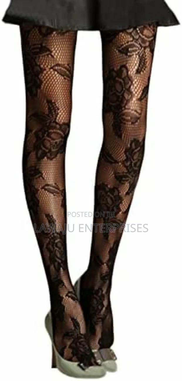 Rose Pattern Fishnet Stockings - main view