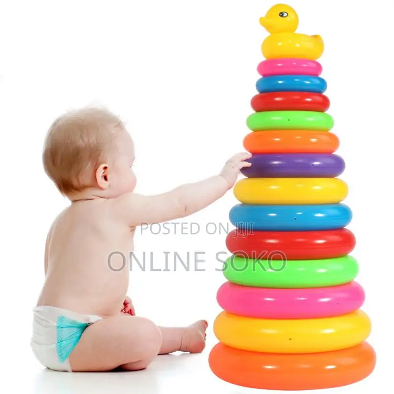 Kids Colourful Plastic Tower Stacking Rings Educational Toy