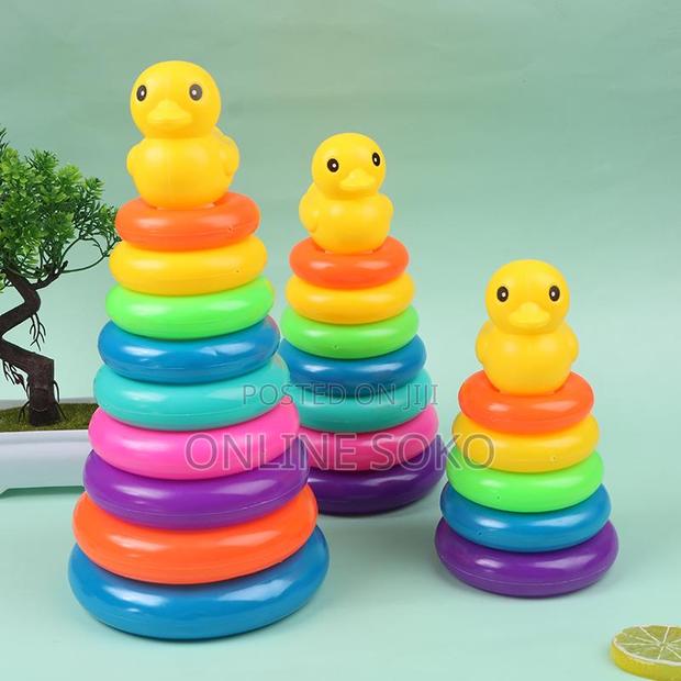 Kids Colourful Plastic Tower Stacking Rings Educational Toy - thumbnail 6