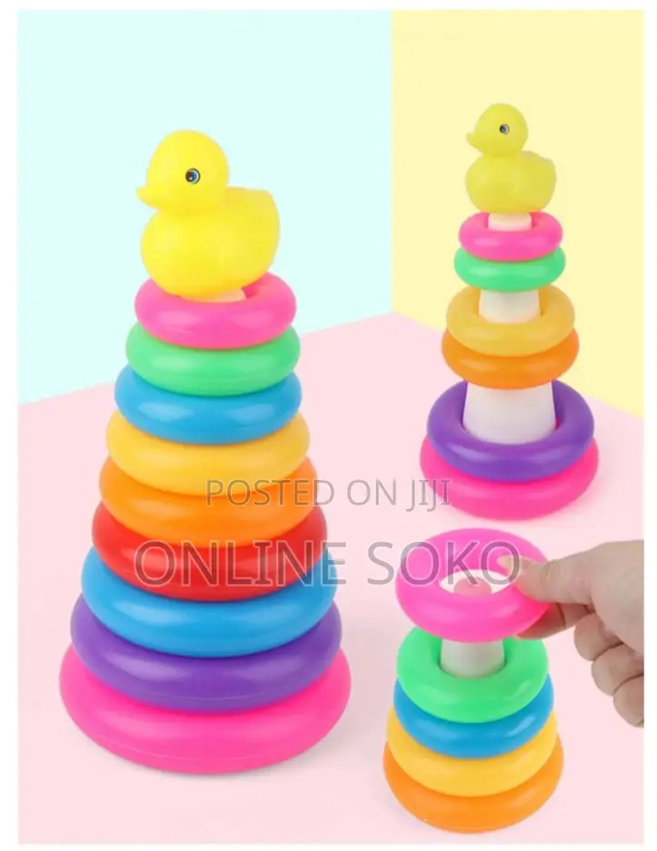 Kids Colourful Plastic Tower Stacking Rings Educational Toy