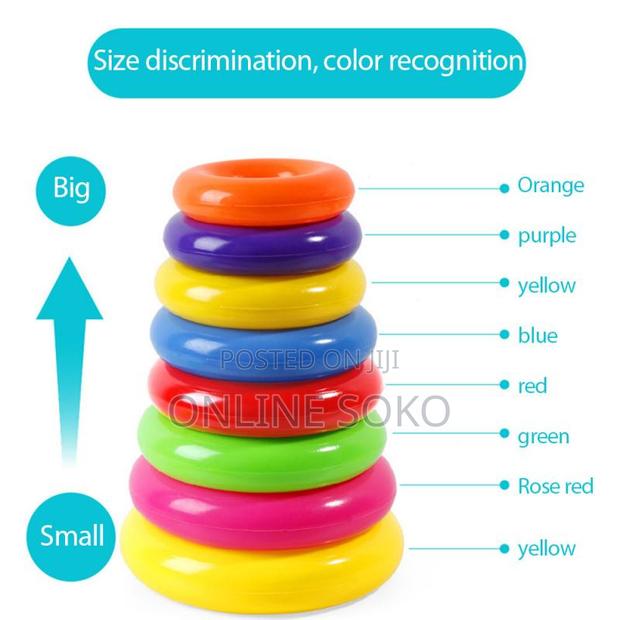 Kids Colourful Plastic Tower Stacking Rings Educational Toy - thumbnail 4