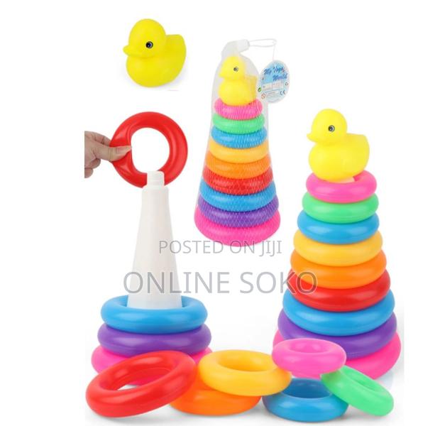 Kids Colourful Plastic Tower Stacking Rings Educational Toy - thumbnail 3