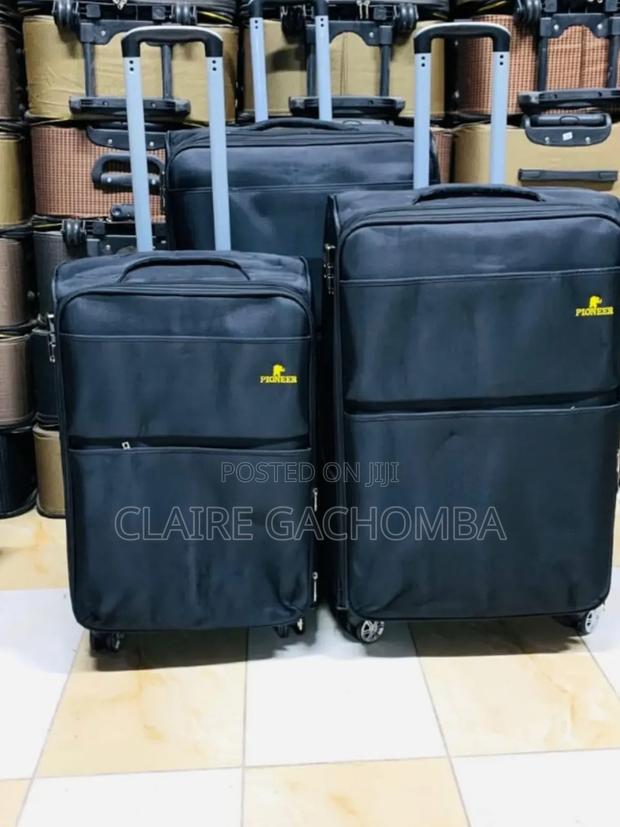 Black 3 in 1 Fabric Luxurious Traveling Suitcase Bags