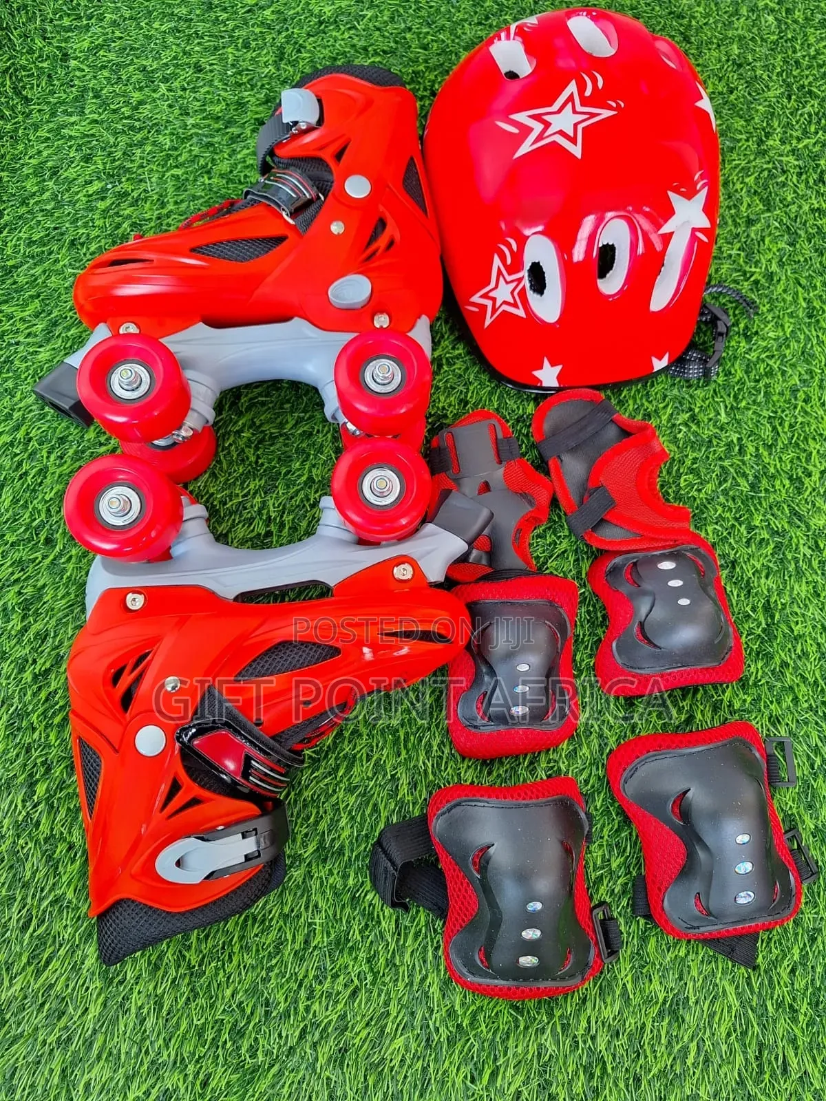 Red Full Set Four Wheels Roller Skates for Kids