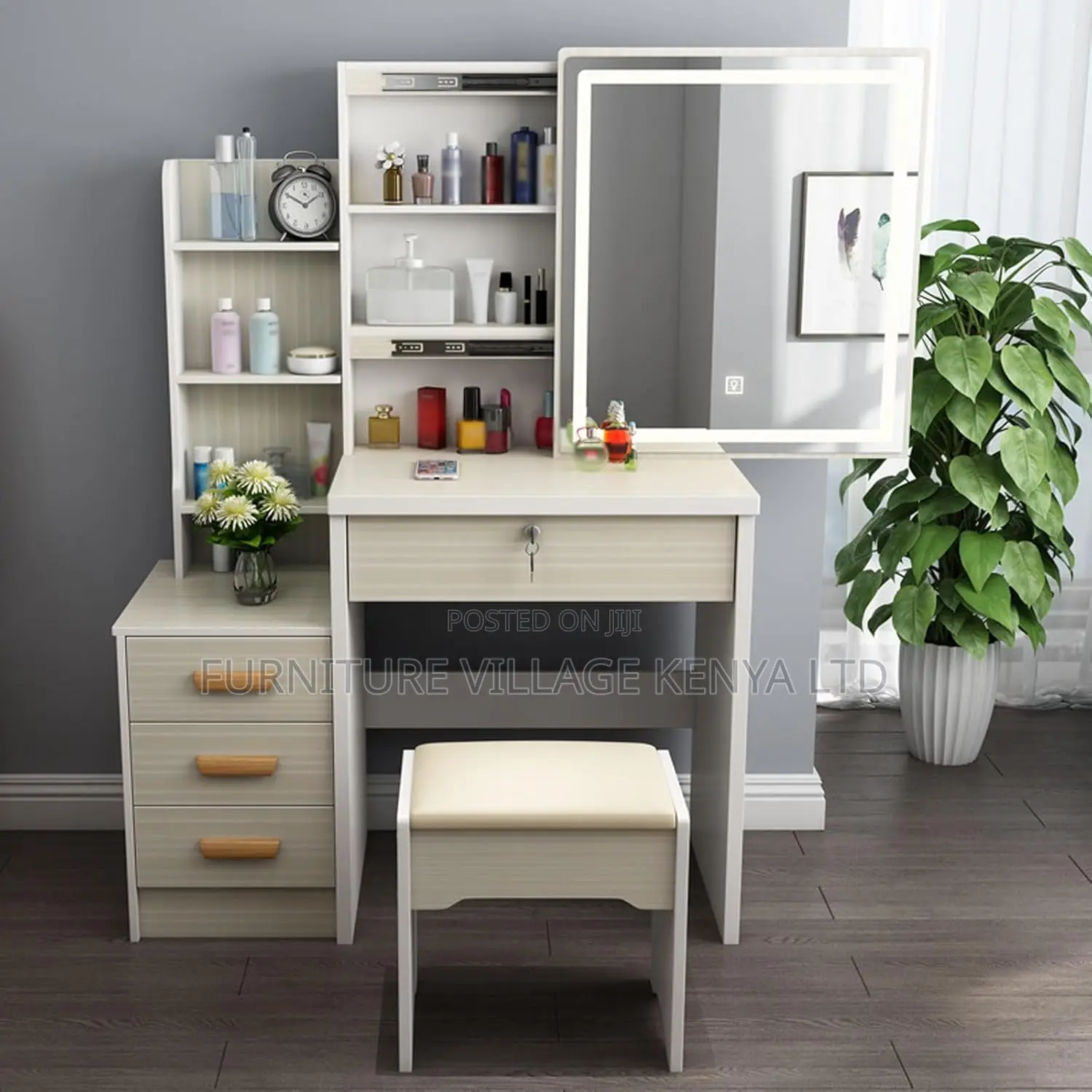 Modern Vanity Dressing Table + Sliding Mirror