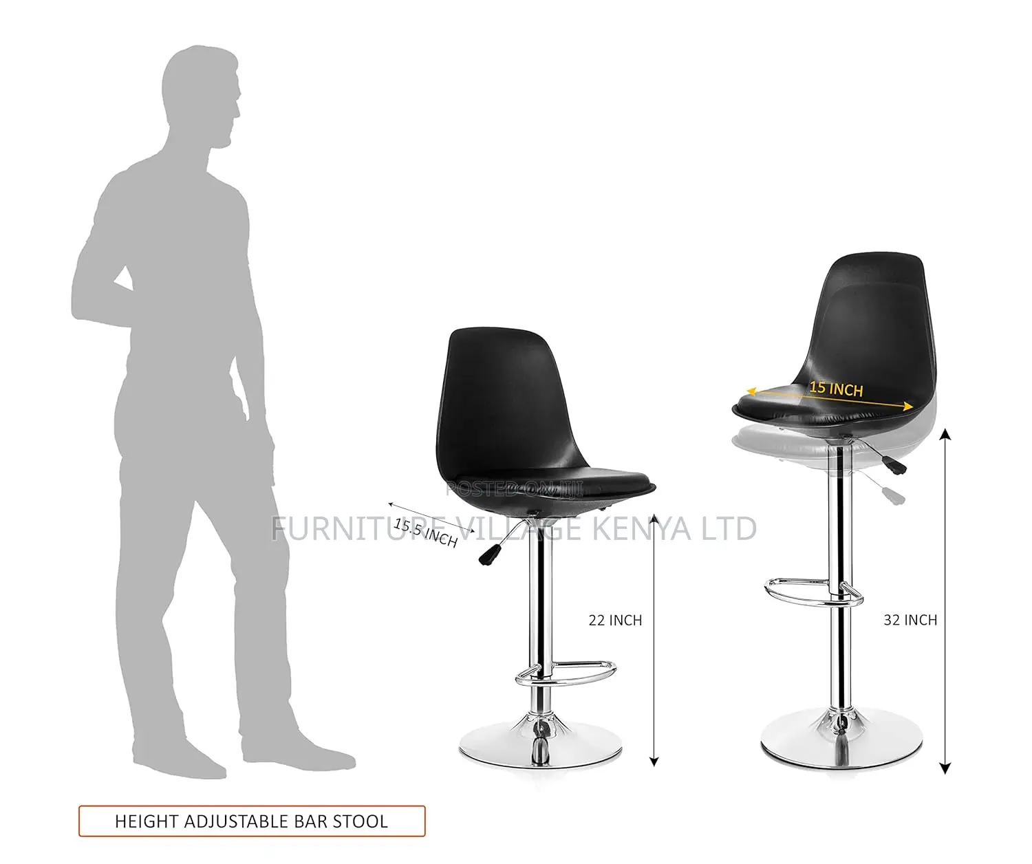 Rapid High Bar Chair/Kitchen Stool in Black