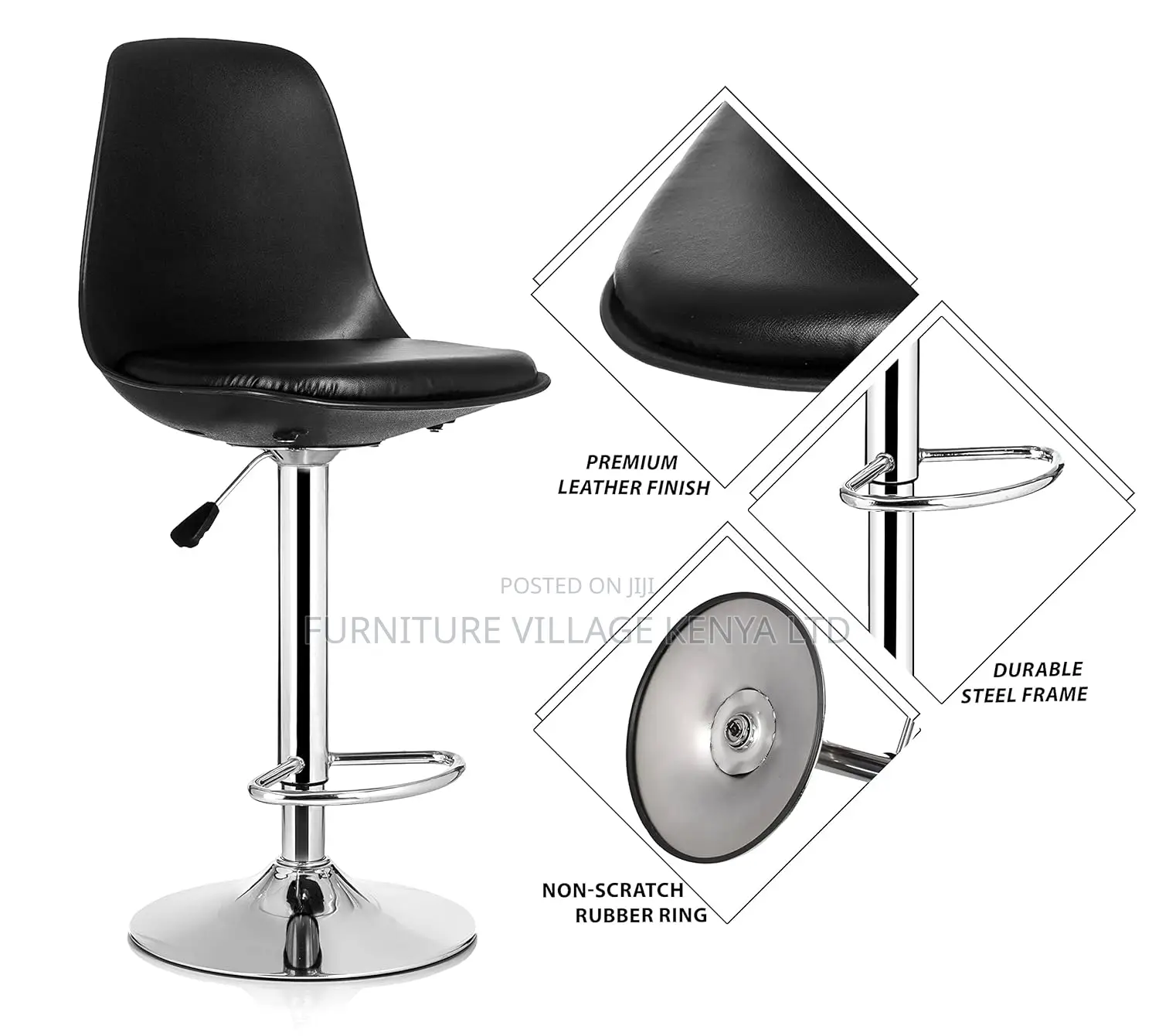 Rapid High Bar Chair/Kitchen Stool in Black
