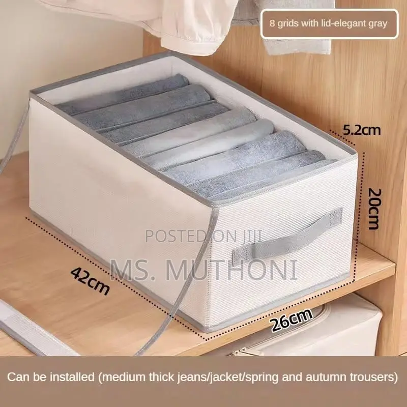8 Case Jeans/ Pants Organiser With Dust Proof Lid