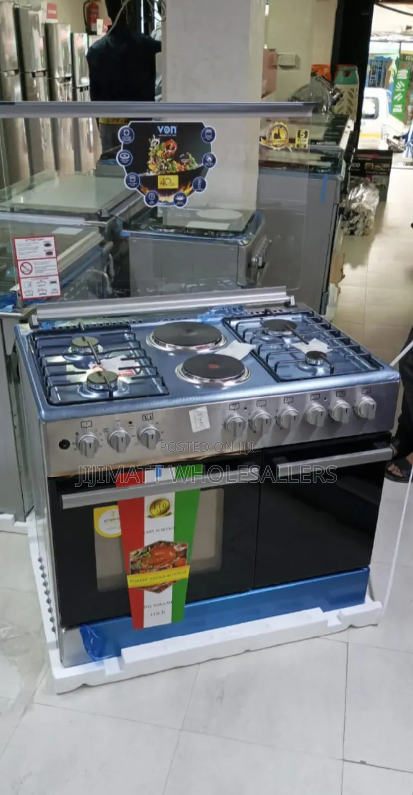 VON 4gas+2electric Standing Cooker With Gas Compatiment.