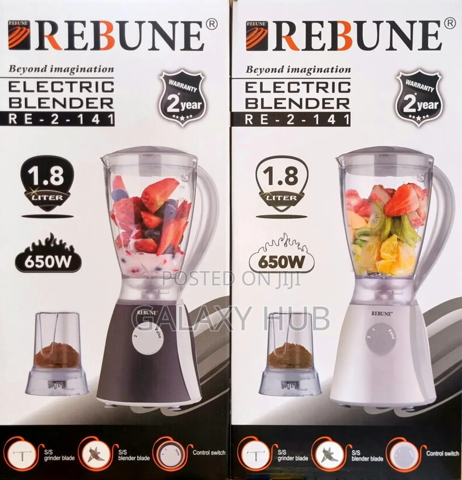 2 In 1 Rebune 1.8 Litres Jug 650 Watts Blender 041