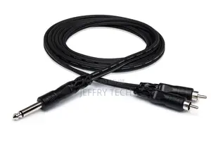 Y Cable 1/4 in TS to Dual RCA