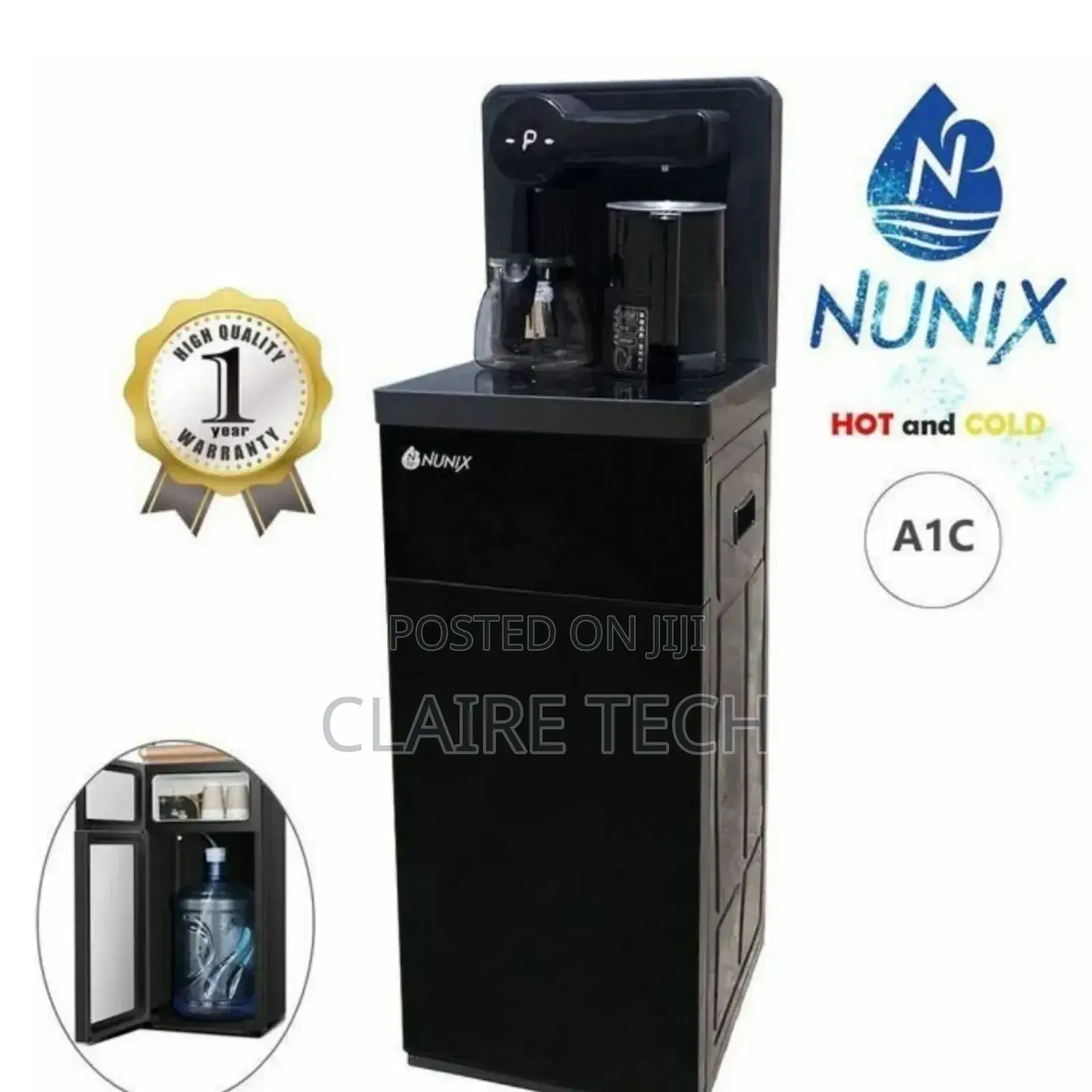 Black Nunix A1C Bottom Load Hot and Cold Water Dispenser