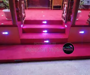 Plain Wall to Wall Red Decorated Carpet