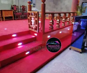 Decolated Red Floor Red Wall to Wall Carpet