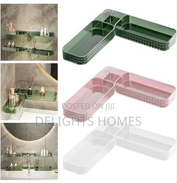 Acrylic Bathroom Shelf With 4 Hooks - main view