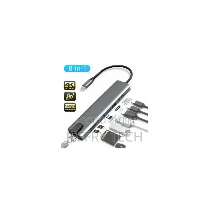 Type-C Adapter 8 in 1 Supports 
