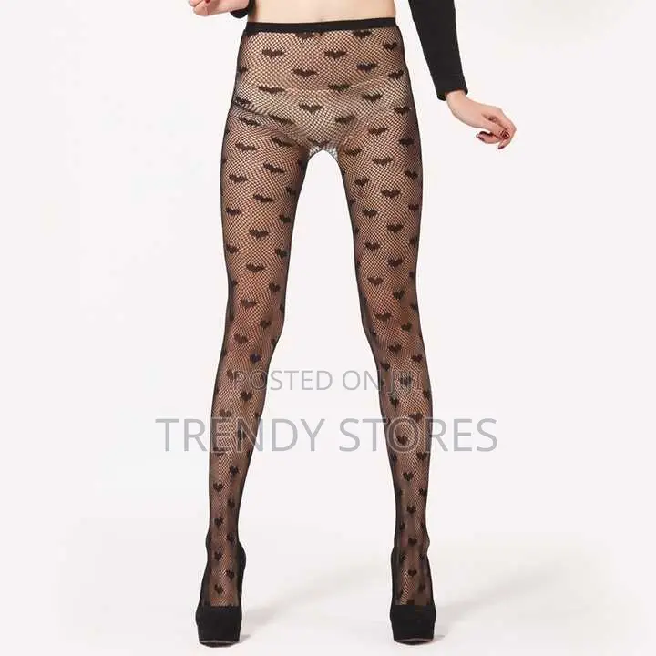 Heart Print Fisnhet Stockings