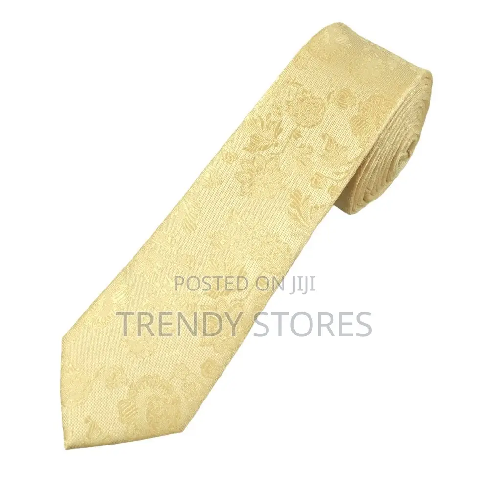 Golden Men's Tie With Pocket Square