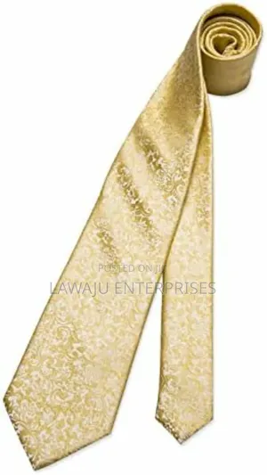 Golden Men's Tie With Pocket Square