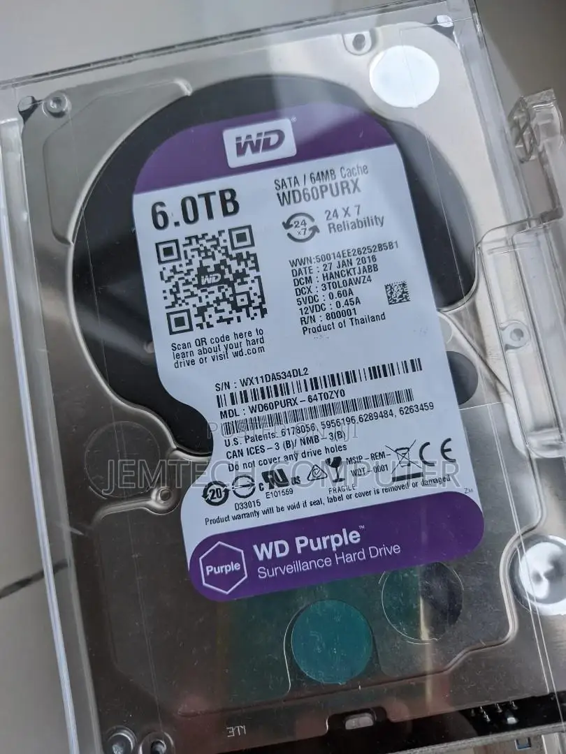 WD Purple Surveillance Hard Drive - 6 TB, 256 MB - WD64PURZ