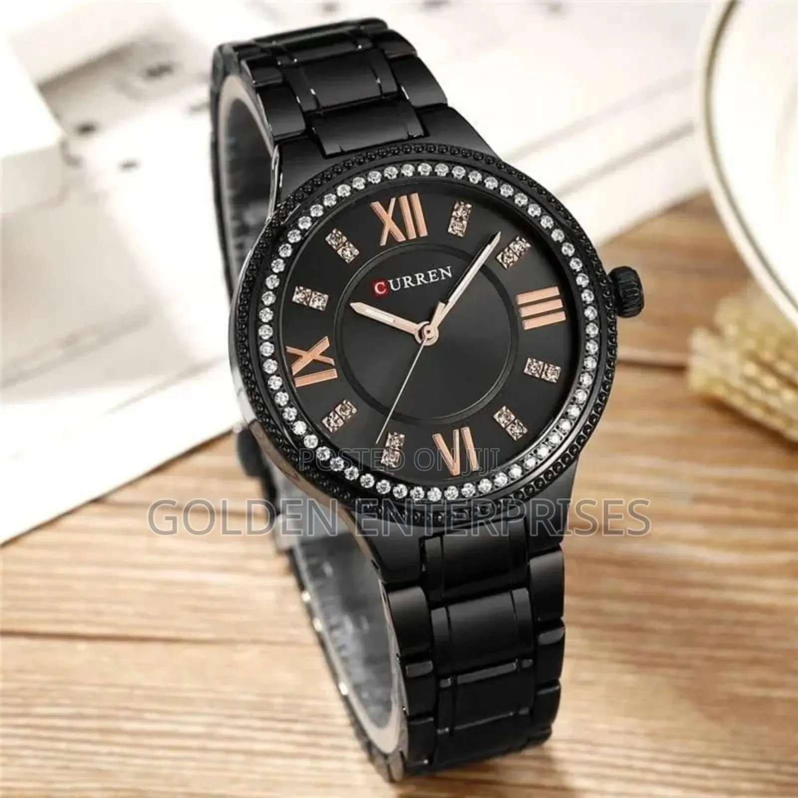All Black Curren Ladies Watch Stainless Steel Strap