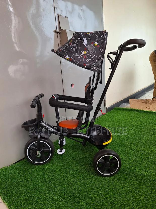 Floral Kids Push Tricycle With Canopy - main view