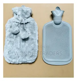 *Hot Water Bottle With Faux Fur Fleece Cover*