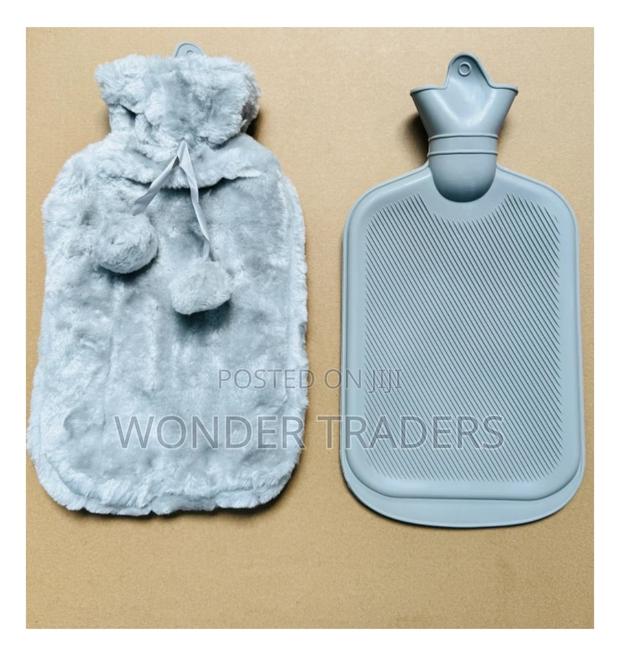 *Hot Water Bottle With Faux Fur Fleece Cover*