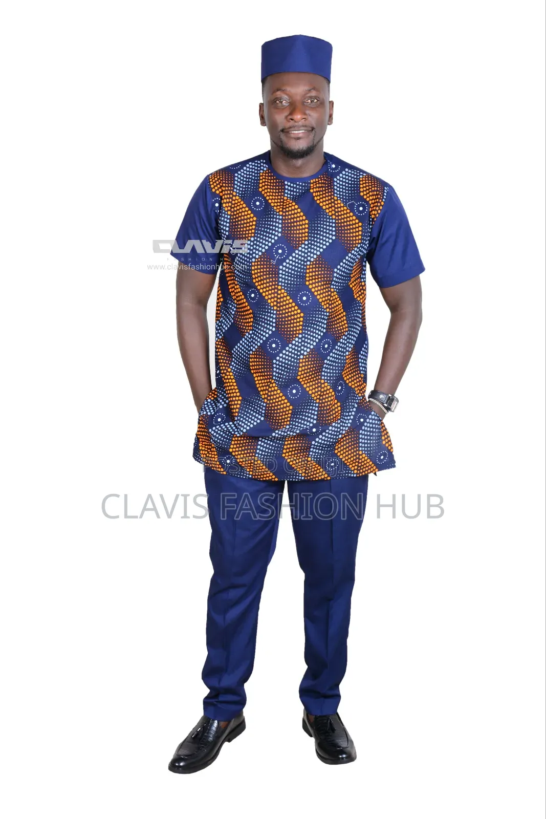 Navy Blue Short Sleeved Suit (Shirt+Trouser+ Cap)