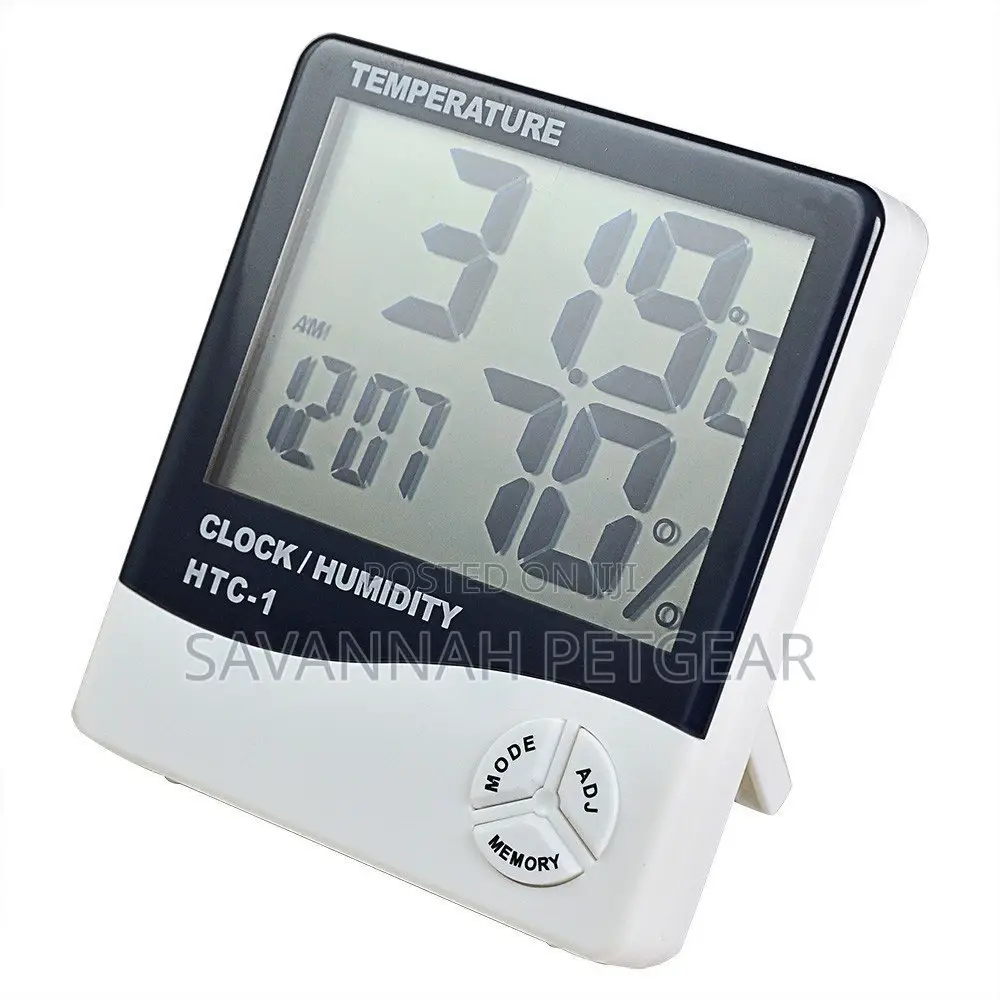 Thermometer Humidity Meter With Clock Big LCD Display HTC-1
